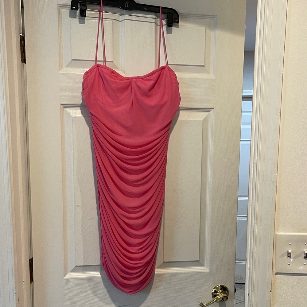 Elegant Pink Ruched Dress